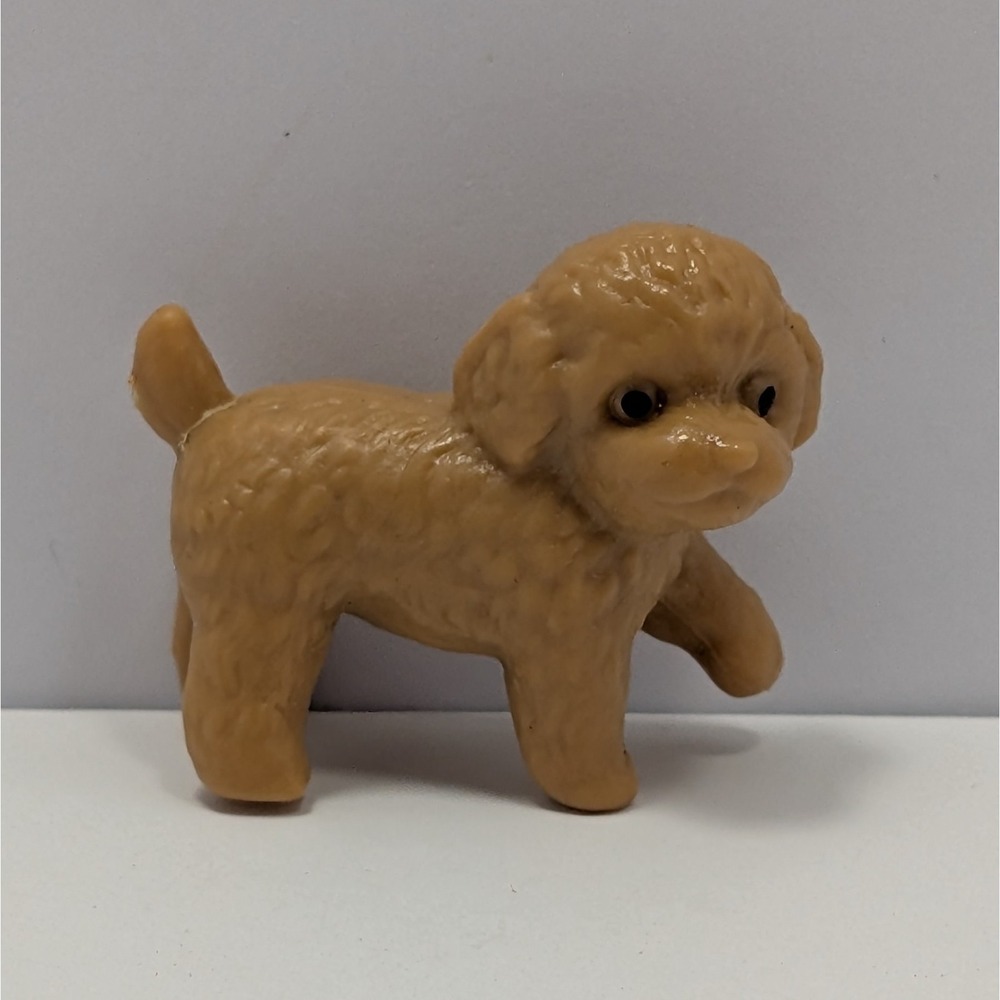 Miniature Toy Dog Figurine Brown Poodle Puppy Animal Companion Kids Playtime